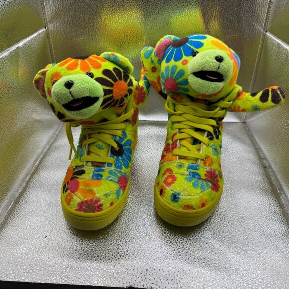 Size 6 Adidas‎ Jeremy Scott Teddy Bear Mens Green Athletic Sneakers G61076 - Picture 5 of 10